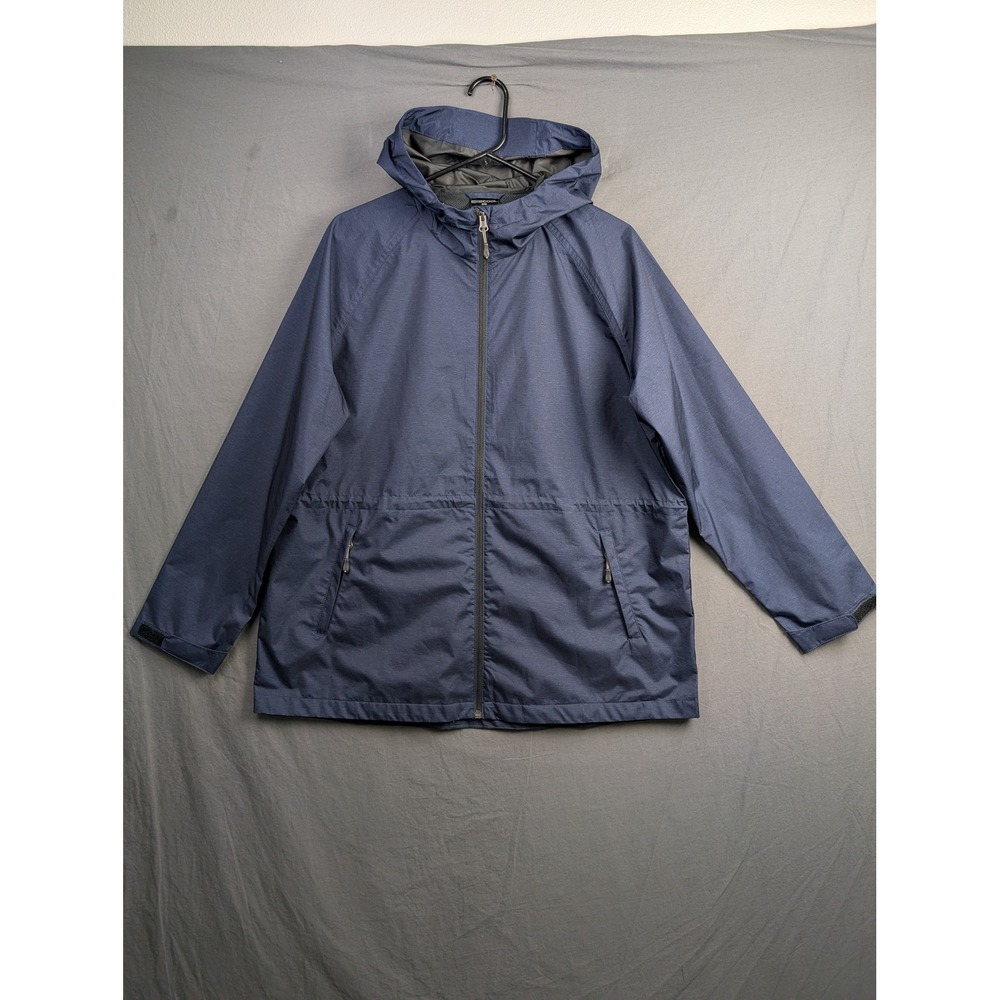 32 Degrees Cool Mens Blue Hooded Full Zip Lightweight Windbreaker Jacket Large